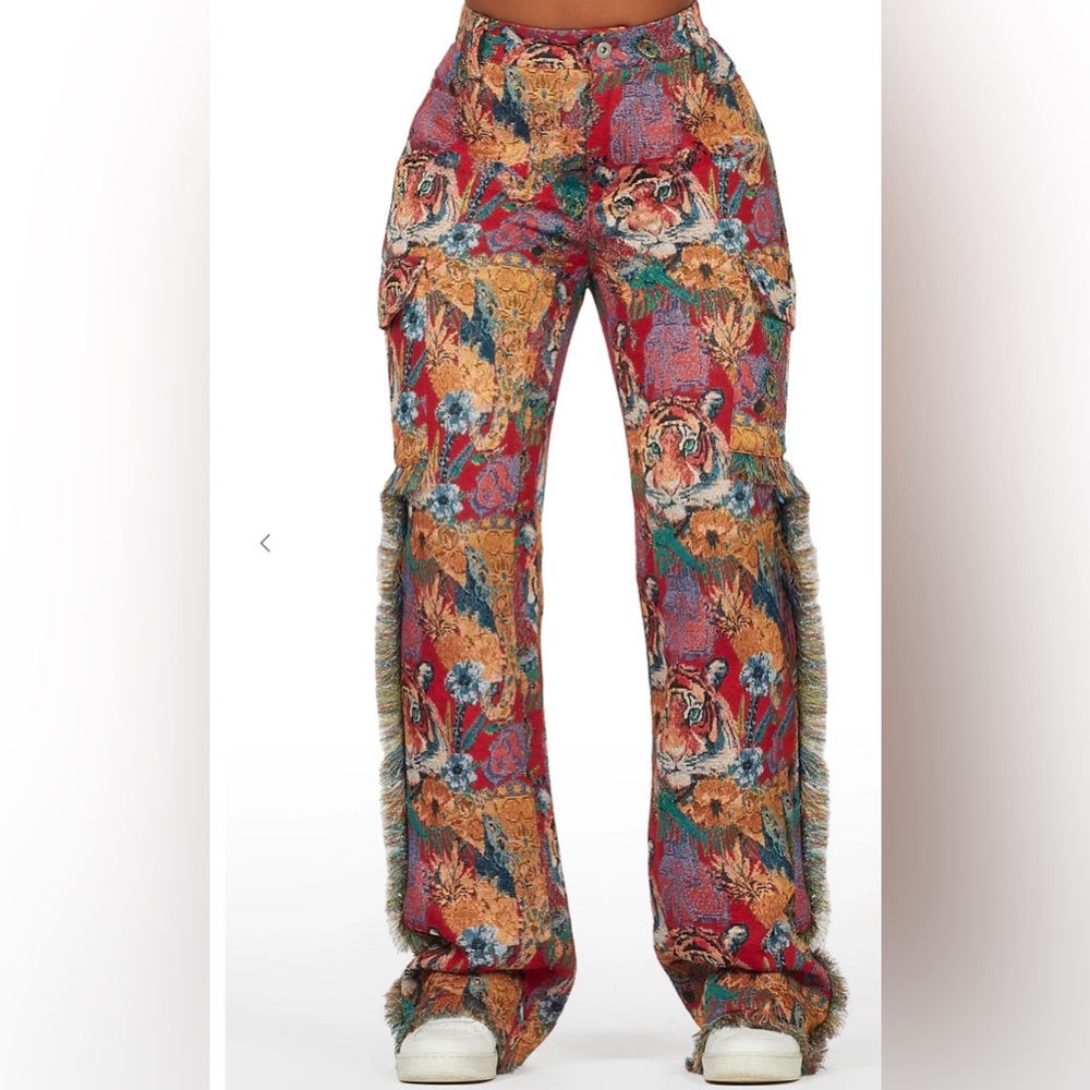 Rena Red Tapestry Stacked Pant - L